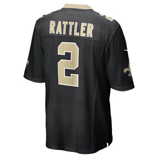 NO.Saints #2 Spencer Rattler Black Team Game Stitched American Football Jersey