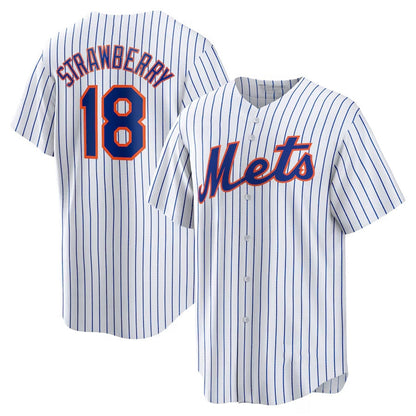 New York Mets #18 Darryl Strawberry Home Replica Retired Player Jersey - White Stitched Baseball Jersey