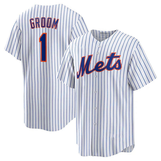 New York Mets #1 Groom Home Replica Jersey - White Stitched Baseball Jersey