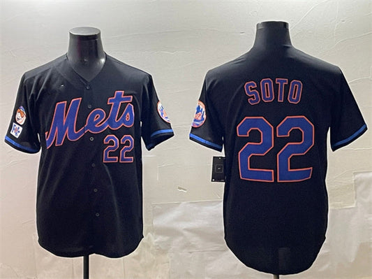 New York Mets #22 Juan Soto Black 2025 Spring Training Cool Base Stitched Baseball Jersey