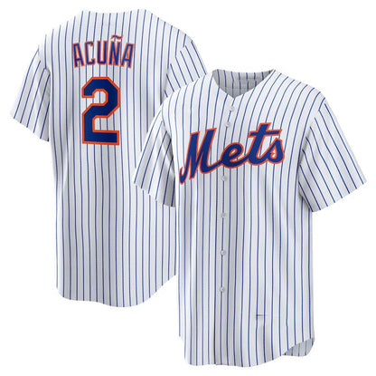 New York Mets #2 Luisangel Acu?a Home Replica Player Jersey - White Stitched Baseball Jersey