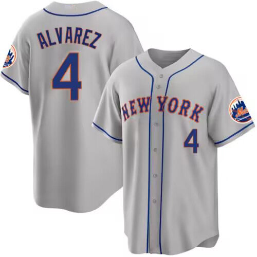 New York Mets #4 Francisco ¨¢lvarez Gray 2023 Cool Base Stitched Baseball Jersey