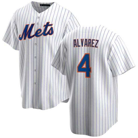 New York Mets #4 Francisco ¨¢lvarez White Cool Base Stitched Baseball Jersey