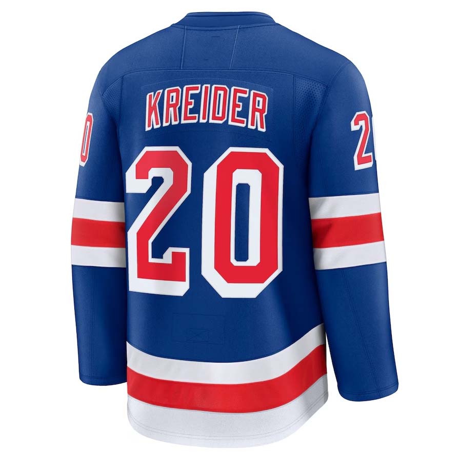 NY.Rangers #20 Chris Kreider Fanatics Home Premium Jersey - Blue Stitched American Hockey Jerseys CROVYIE