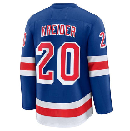 NY.Rangers #20 Chris Kreider Fanatics Home Premium Jersey - Blue Stitched American Hockey Jerseys CROVYIE