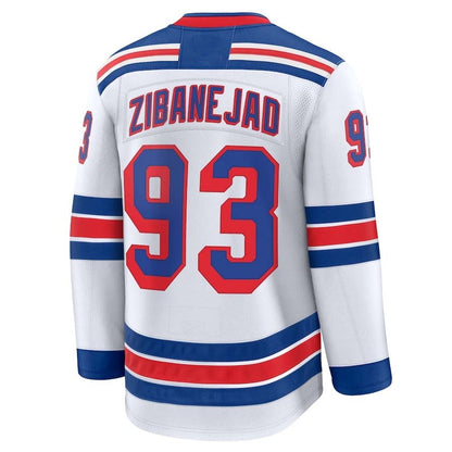 NY.Rangers #93 Mika Zibanejad Fanatics Away Premium Jersey - White Stitched American Hockey Jerseys CROVYIE