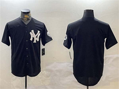 New York Yankees Blank Black With Patch Cool Base Stitched Baseball Jersey