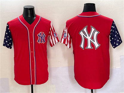 New York Yankees Team Big Logo Red American Style Limited Stitched Baseball Jersey