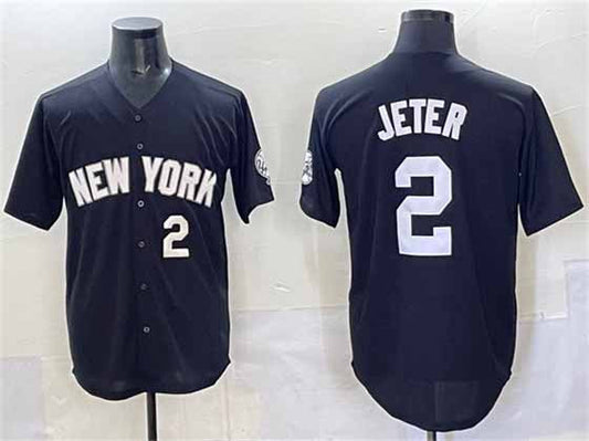 New York Yankees #2 Derek Jeter Black Limited Stitched Baseball Jersey