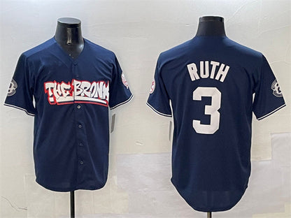New York Yankees #3 Babe Ruth Navy Bronx Graffiti Vapor Limited Stitched Baseball Jersey