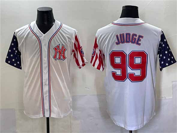 New York Yankees #99 Aaron Judge White 2025 Independence Day Vapor Limited Stitched Baseball Jersey