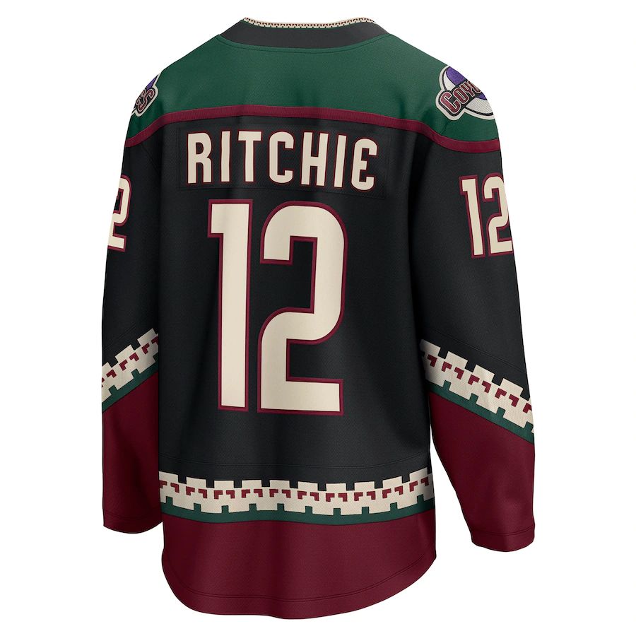 A.Coyotes #12 Nick Ritchie Fanatics Branded Home Breakaway Player Jersey Black Stitched American Hockey Jerseys CROVYIE