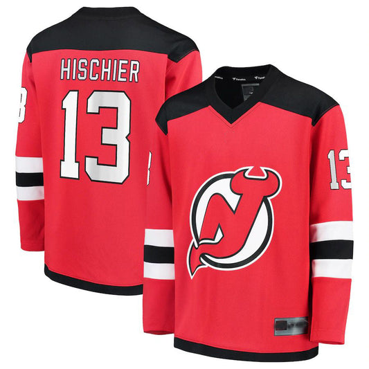 NJ.Devils #13 Nico Hischier Fanatics Branded Replica Player Jersey Red Stitched American Hockey Jerseys CROVYIE