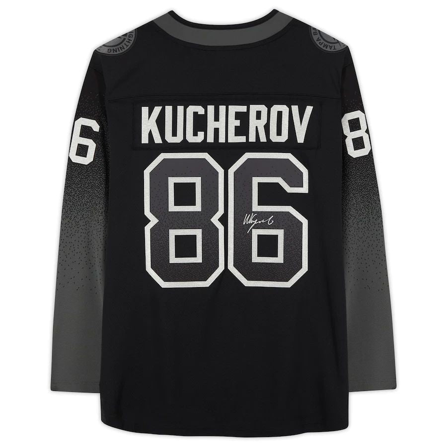 TB.Lightning #86 Nikita Kucherov Fanatics Authentic Autographed Breakaway Alternate Jersey Black Stitched American Hockey Jerseys CROVYIE