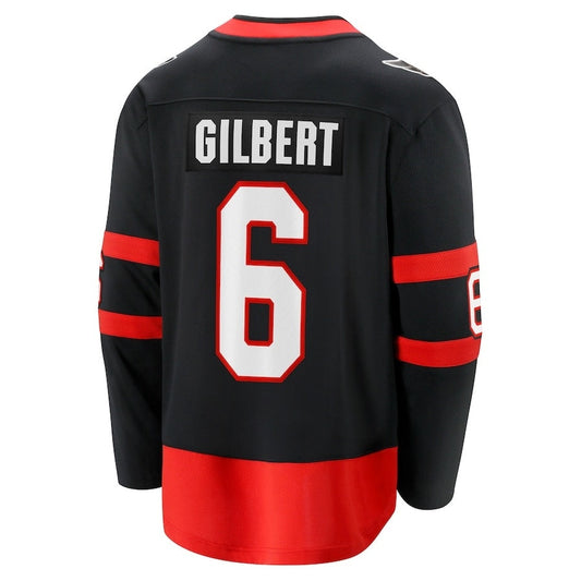 O.Senators #6 Dennis Gilbert Fanatics Home Breakaway Jersey - Black Stitched American Hockey Jerseys CROVYIE