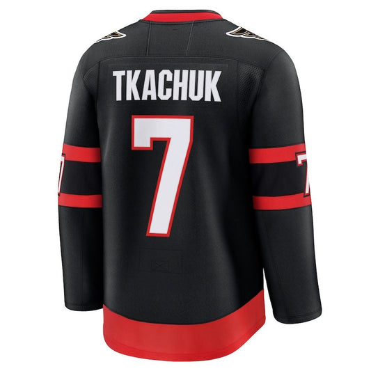 O.Senators #7 Brady Tkachuk Fanatics Home Premium Jersey - Black Stitched American Hockey Jerseys CROVYIE