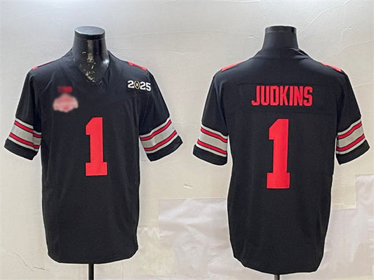 O.State Buckeyes #1 Quinshon Judkins Black 2025 CFP Final With National Champions Patch F.U.S.E. Vapor Limited Stitched Football American College Jerseys