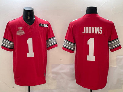 O.State Buckeyes #1 Quinshon Judkins Red 2025 CFP Final With National Champions Patch F.U.S.E. Vapor Limited Stitched Football American College Jerseys