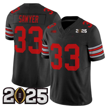 O.State Buckeyes #33 Jack Sawyer Black 2025 CFP Final Patch F.U.S.E. Vapor Limited Stitched Football American College Jerseys