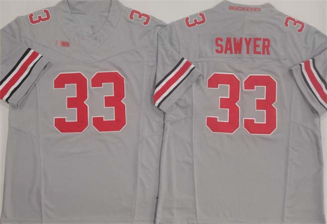 O.State Buckeyes #33 Jack Sawyer Grey F.U.S.E. Limited Stitched Football American College Jerseys
