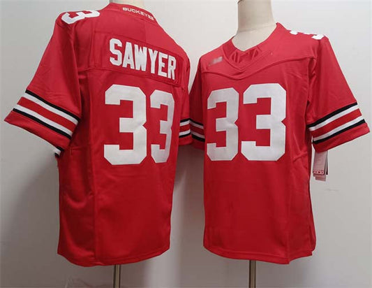 O.State Buckeyes #33 Jack Sawyer Red 2025 F.U.S.E. Limited Stitched Football American College Jerseys