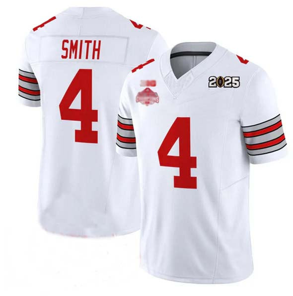 O.State Buckeyes #4 Jeremiah Smith White 2025 CFP Final With National Champions Patch F.U.S.E. Vapor Limited Stitched Football American College Jerseys