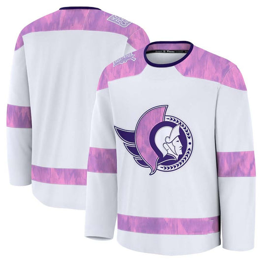O.Senators Fanatics 2024 Hockey Fights Cancer Practice Jersey - White Stitched American Hockey Jerseys CROVYIE