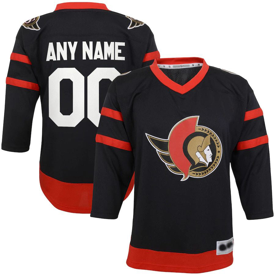 Custom O.Senators Home Replica Jersey Black Stitched American Hockey Jerseys CROVYIE