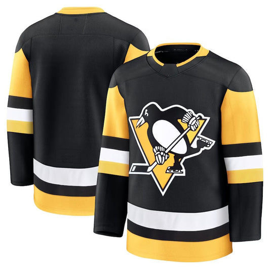 P.Penguins Fanatics Home Premium Jersey - Black Stitched American Hockey Jerseys CROVYIE