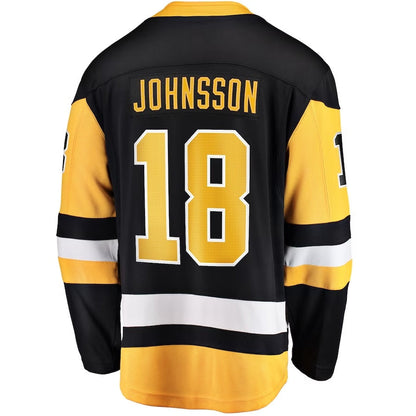 P.Penguins #18 Andreas Johnsson Fanatics Home Breakaway Jersey - Black Stitched American Hockey Jerseys CROVYIE