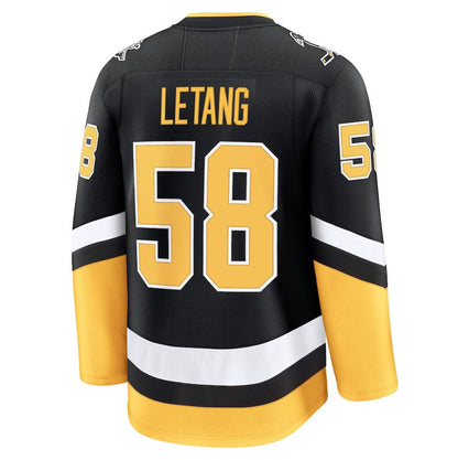 P.Penguins #58 Kris Letang Fanatics Alternate Premium Jersey - Black Stitched American Hockey Jerseys CROVYIE