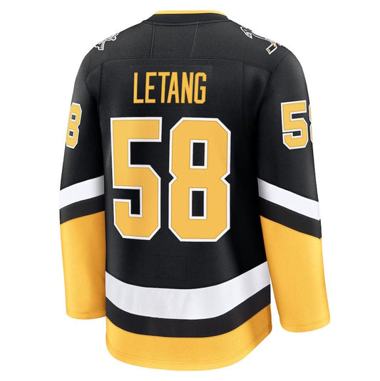 P.Penguins #58 Kris Letang Fanatics Alternate Premium Jersey - Black Stitched American Hockey Jerseys CROVYIE