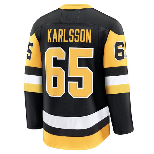 P.Penguins #65 Erik Karlsson Fanatics Home Premium Jersey - Black Stitched American Hockey Jerseys CROVYIE