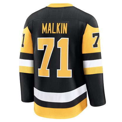 P.Penguins #71 Evgeni Malkin Fanatics Home Premium Jersey - Black Stitched American Hockey Jerseys CROVYIE