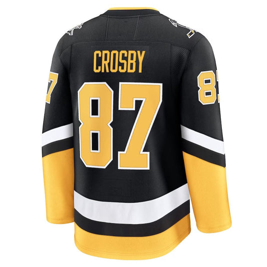 P.Penguins #87 Sidney Crosby Fanatics Alternate Premium Jersey - Black Stitched American Hockey Jerseys CROVYIE