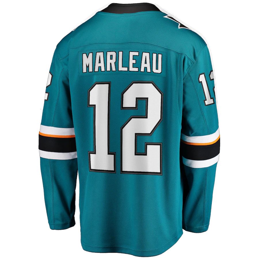 SJ.Sharks #12 Patrick Marleau Fanatics Branded Replica Player Jersey  Teal Stitched American Hockey Jerseys CROVYIE