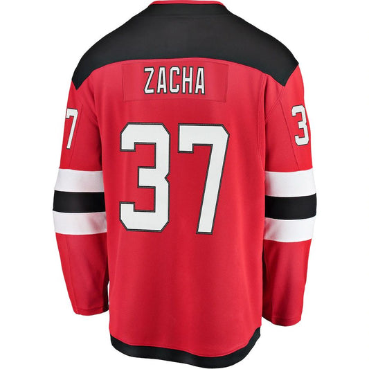 NJ.Devils #37 Pavel Zacha Fanatics Branded Home Breakaway Player Jersey Red Stitched American Hockey Jerseys CROVYIE