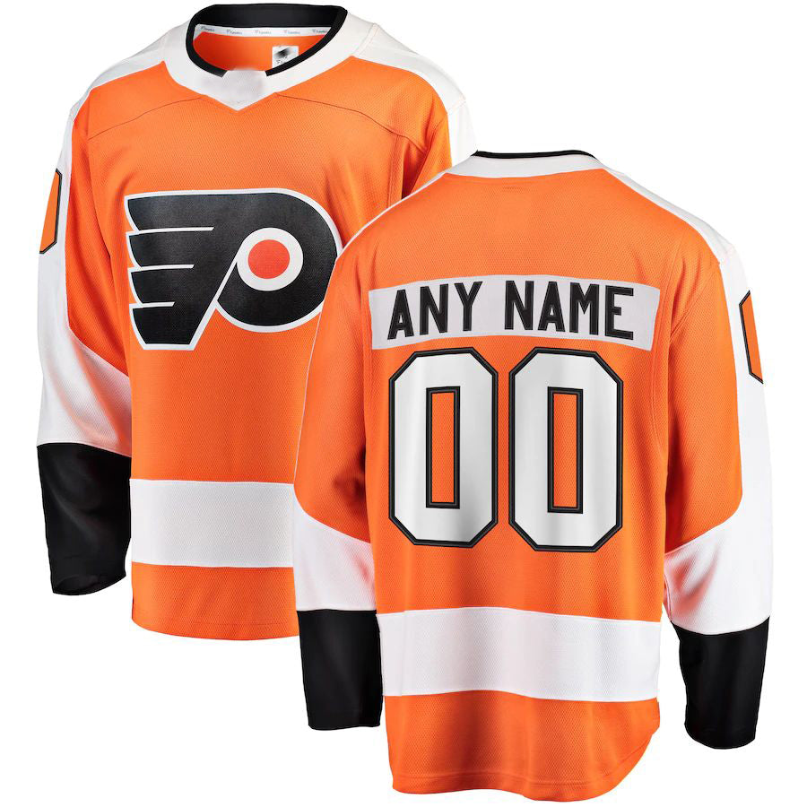 Custom P.Flyers Fanatics Branded Home Breakaway  Orange Stitched American Hockey Jerseys CROVYIE