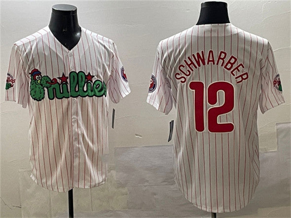 Philadelphia Phillies #12 Kyle Schwarber White Phanatic Cool Base Stitched Baseball Jersey