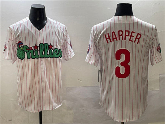 Philadelphia Phillies #3 Bryce Harper White Phanatic Cool Base Stitched Baseball Jersey