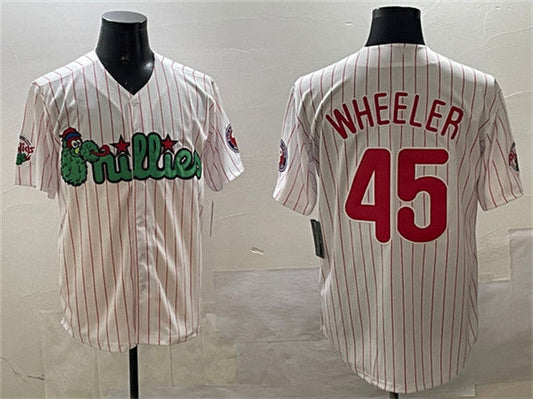 Philadelphia Phillies #45 Zack Wheeler White Phanatic Cool Base Stitched Baseball Jersey