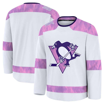 P.Penguins Fanatics 2024 Hockey Fights Cancer Practice Jersey - White Stitched American Hockey Jerseys CROVYIE