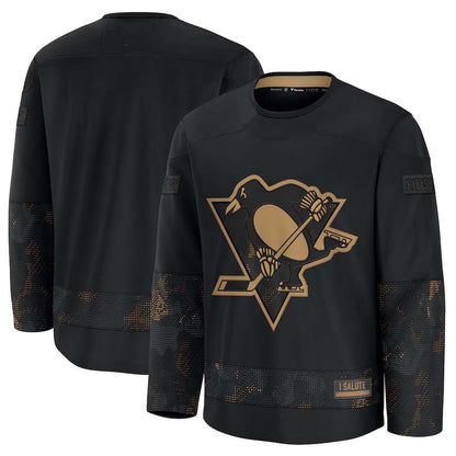 P.Penguins Fanatics 2024 Military Appreciation Practice Jersey - Black Stitched American Hockey Jerseys CROVYIE