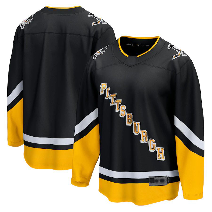 P.Penguins Fanatics Branded 2021-22 Alternate Premier Breakaway Jersey Black Stitched American Hockey Jerseys CROVYIE