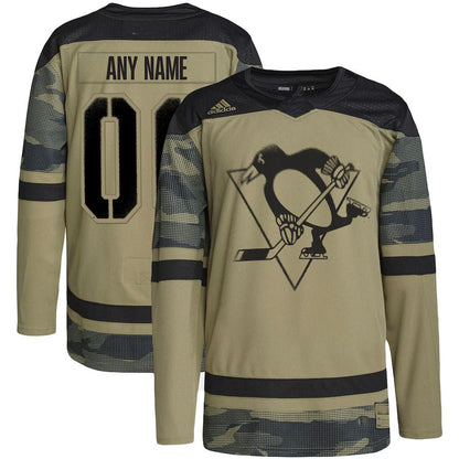Custom P.Penguins Military Appreciation Team Authentic Practice Jersey Camo Stitched American Hockey Jerseys CROVYIE