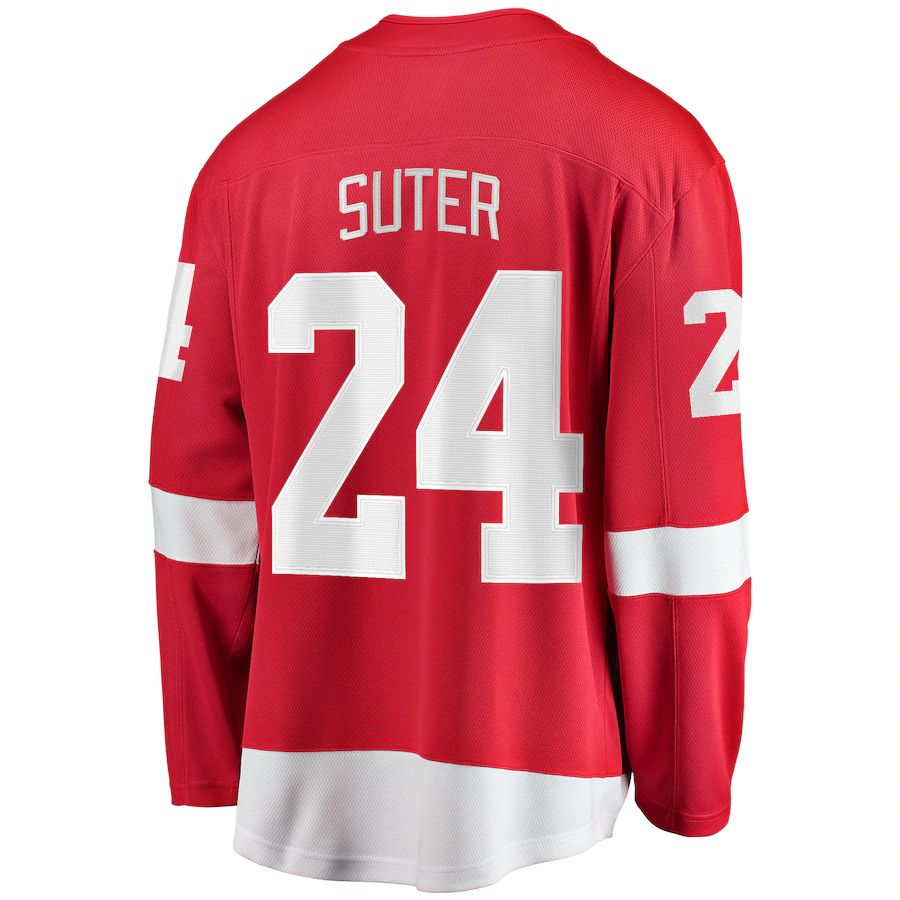 D.Red Wings #24 Pius Suter Fanatics Branded Home Breakaway Player Jersey Red Stitched American Hockey Jerseys CROVYIE