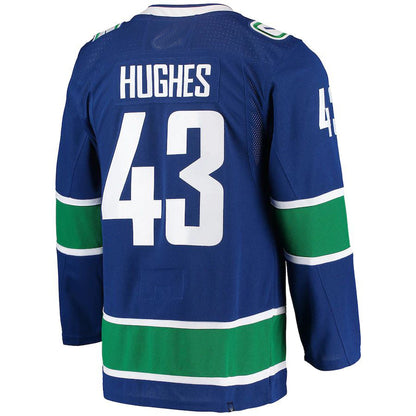 V.Canucks #43 Quinn Hughes Home Authentic Pro Player Jersey Blue Stitched American Hockey Jerseys CROVYIE