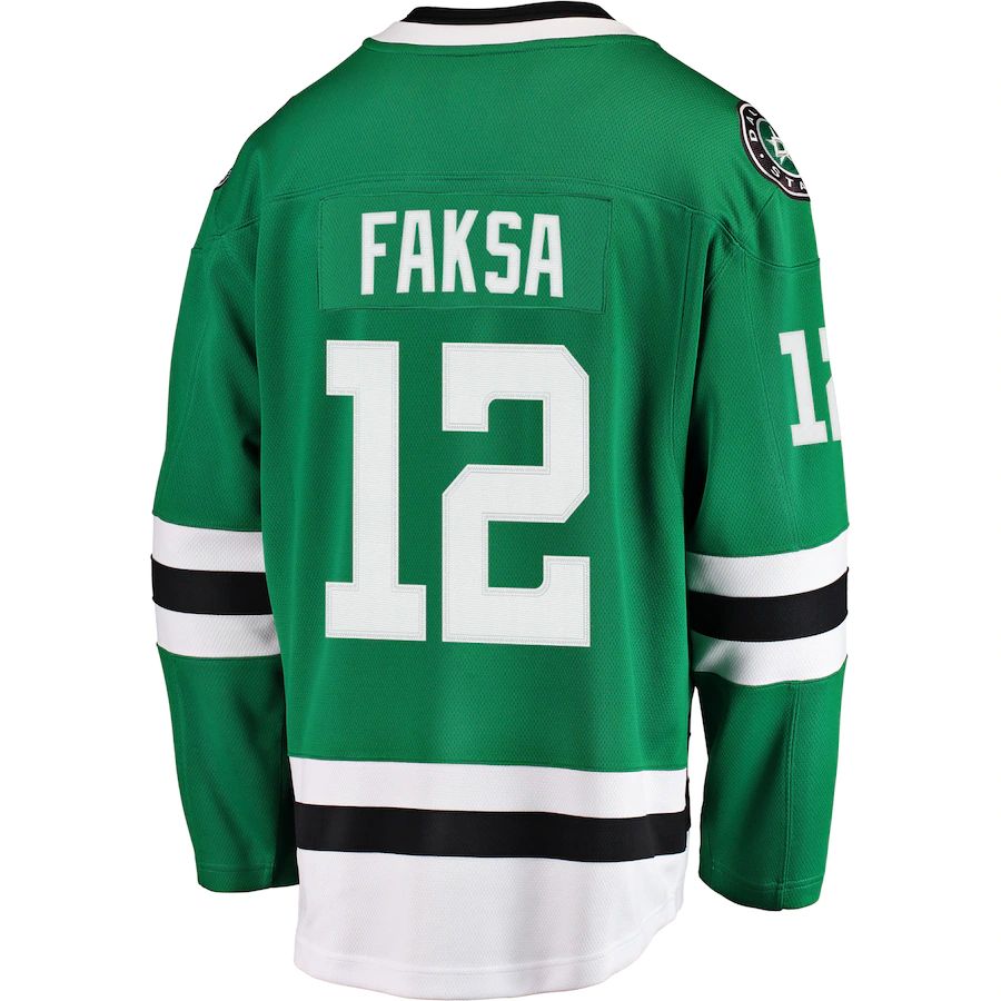 D.Stars #12 Radek Faksa Fanatics Branded Breakaway Jersey  Kelly Green Stitched American Hockey Jerseys CROVYIE