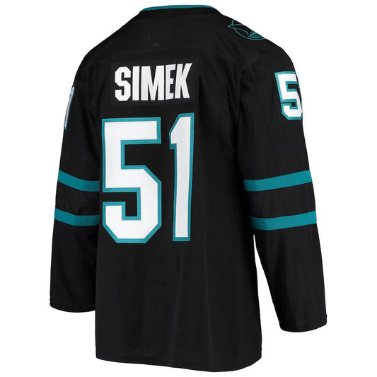 SJ.Sharks #51 Radim Simek Alternate Authentic Jersey Black Stitched American Hockey Jerseys CROVYIE