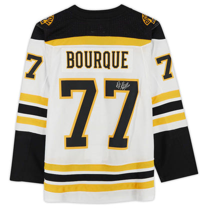 B.Bruins #77 Ray Bourque Fanatics Authentic Autographed adidas White Authentic Jersey Black Stitched American Hockey Jerseys CROVYIE